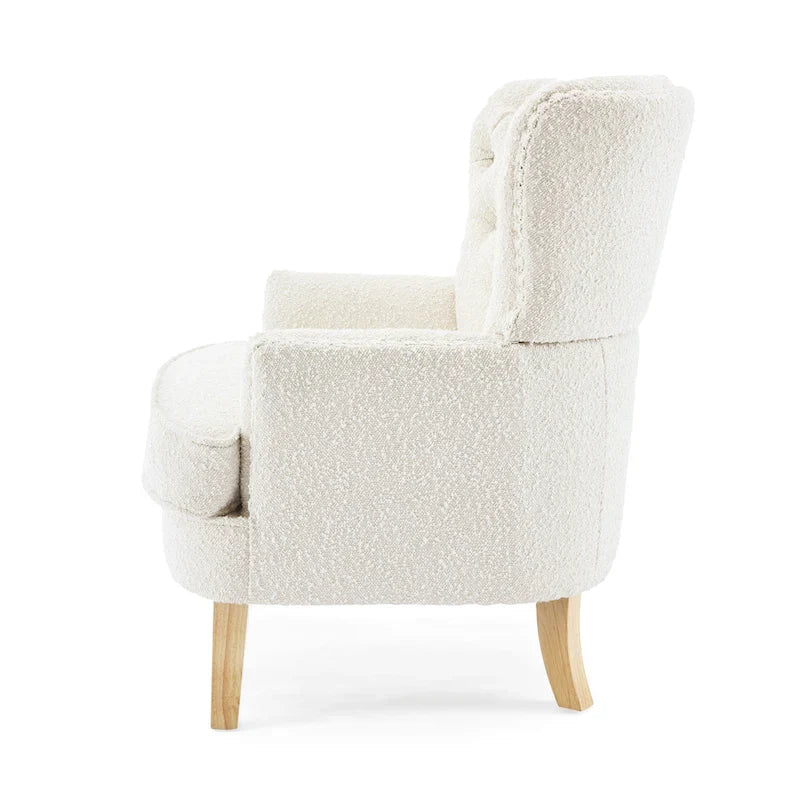 Fauteuil club en bouclé couleur amande avec clous décoratifs, par Christopher Knight Home