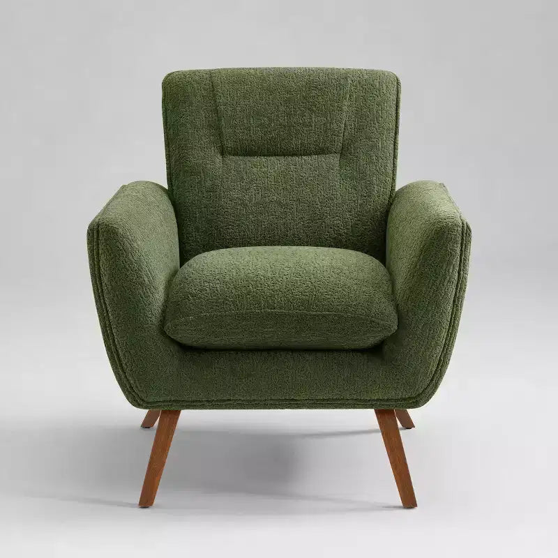 Poltrona d'accento Art Leon in flanella jacquard confortevole con gambe in legno
