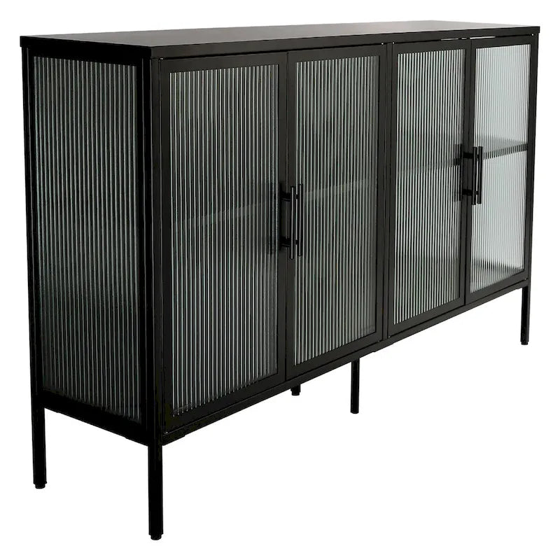 Metallschrank mit gehärteter Glasscheibe und verstellbarem Einlegeboden