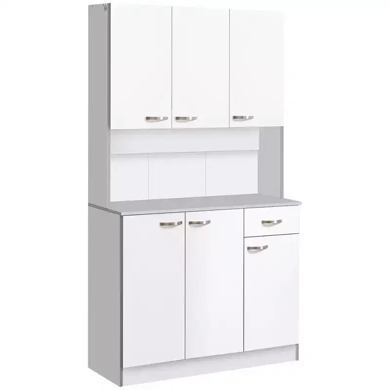 Dispensa da cucina da 71, mobile alto con supporto per microonde, credenza moderna da cucina, 3 ripiani regolabili per soggiorno e sala da pranzo