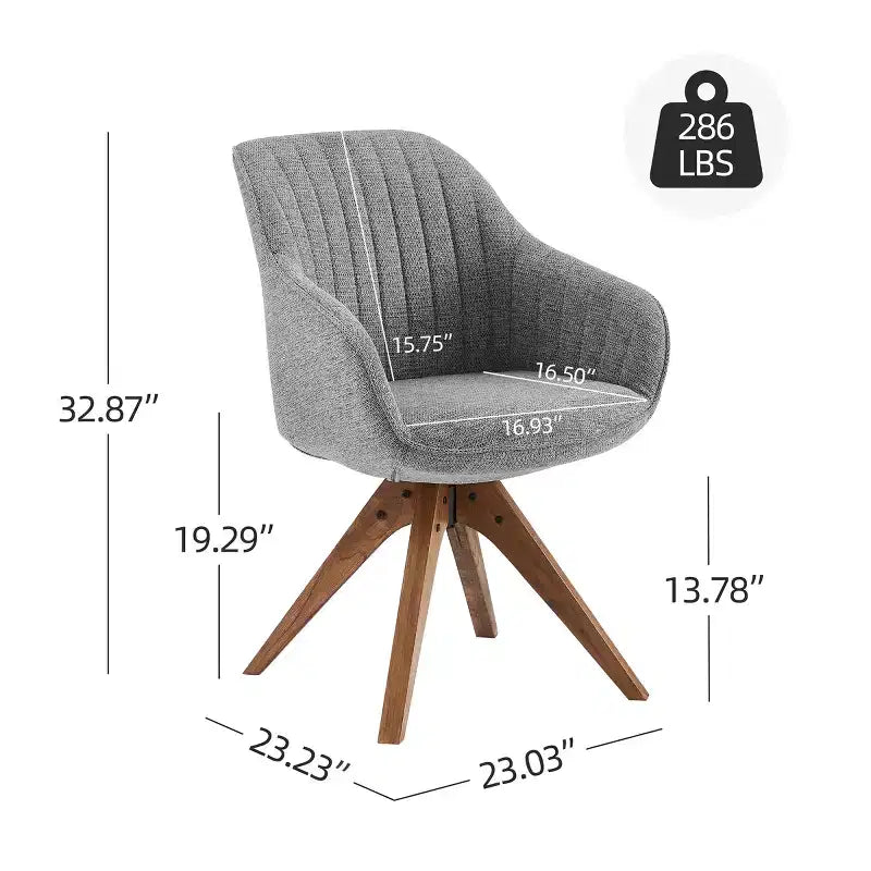 Art Leon comfortabele draaibare fauteuil van stof met poten van massief eikenhout