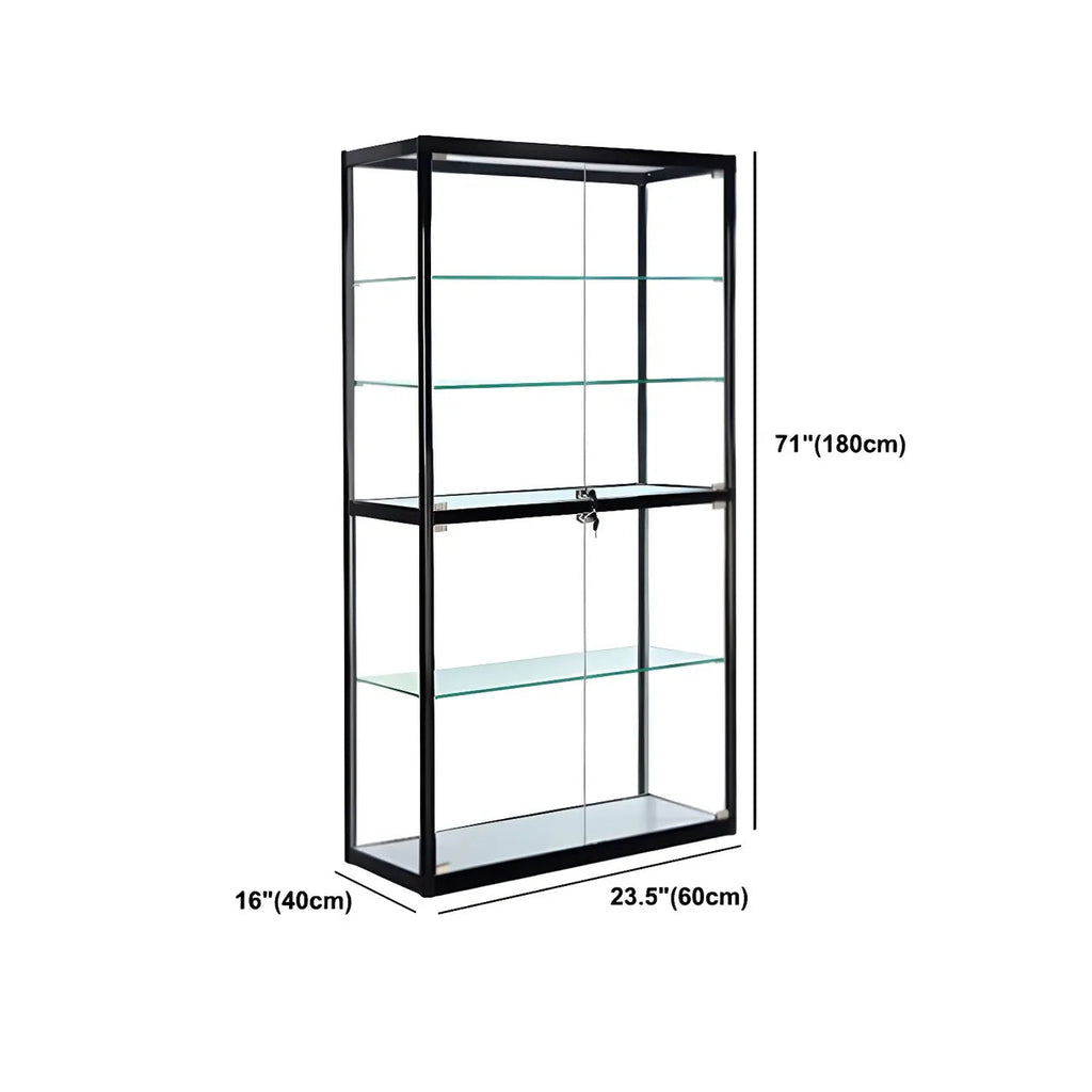 Moderner rechteckiger Vitrinenschrank aus schwarzem Glas