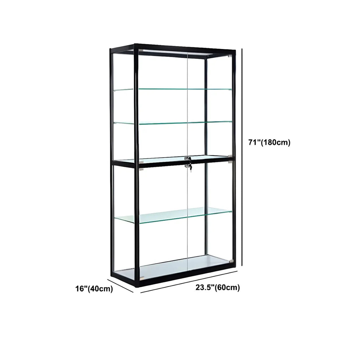 Moderner rechteckiger Vitrinenschrank aus schwarzem Glas