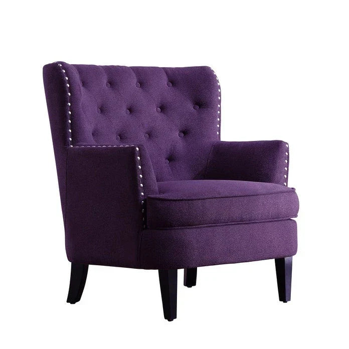 Poltrona decorativa Moser Bay Mignon in velluto/lino, larga 30, con schienale alto e bottoni