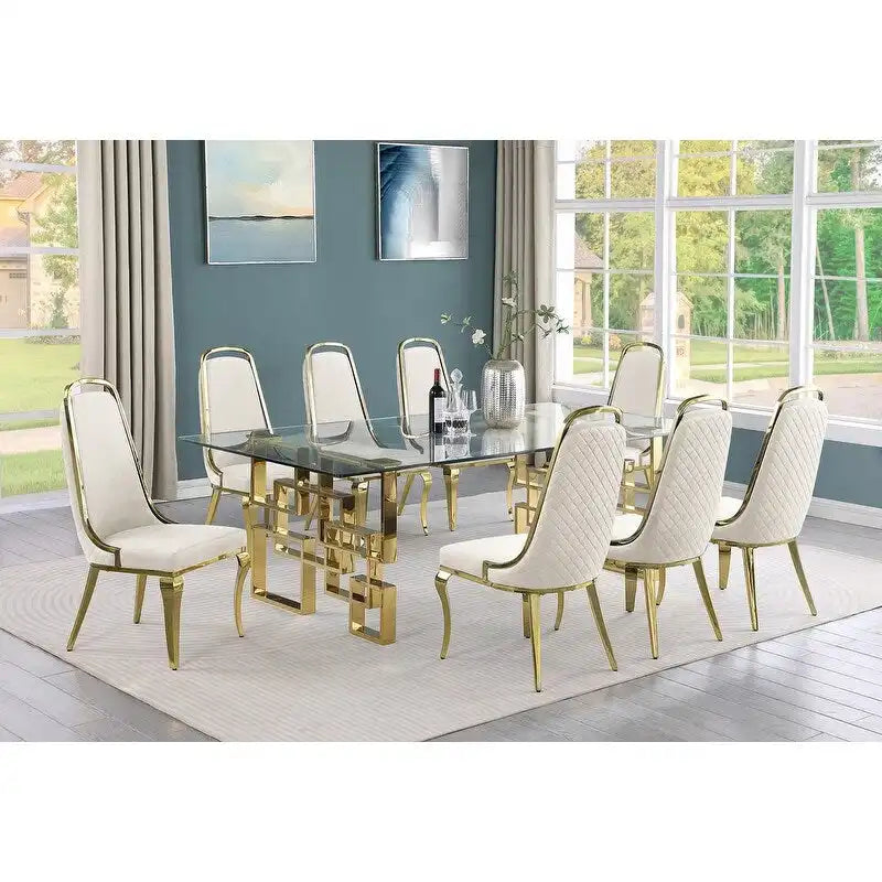 Best Quality Furniture Große Esstischsets mit Glastisch