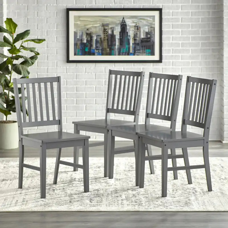 Set mit 4 Esszimmerstühlen aus Massivholz mit Sprossenlehne, stabilem Gestell, klassischem Design und einfacher Montage