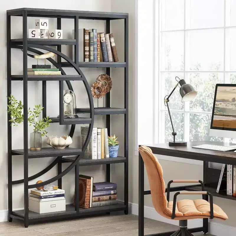 Lantine Bücherregal mit 5 Ebenen und 9 offenen Ablagefächern