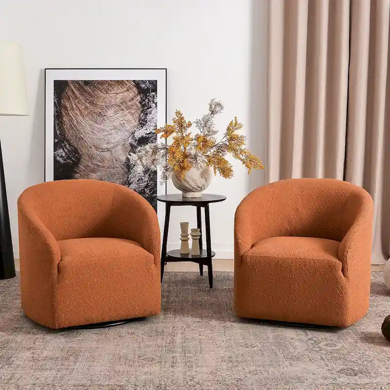 Fauteuil pivotant tonneau KINWELL 32 W rembourré en bouclé (lot de 2)