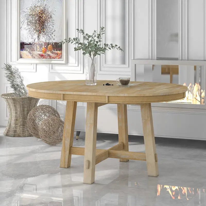 Tavolo da pranzo rotondo allungabile stile rustico TREXM, in legno, con prolunga da 16