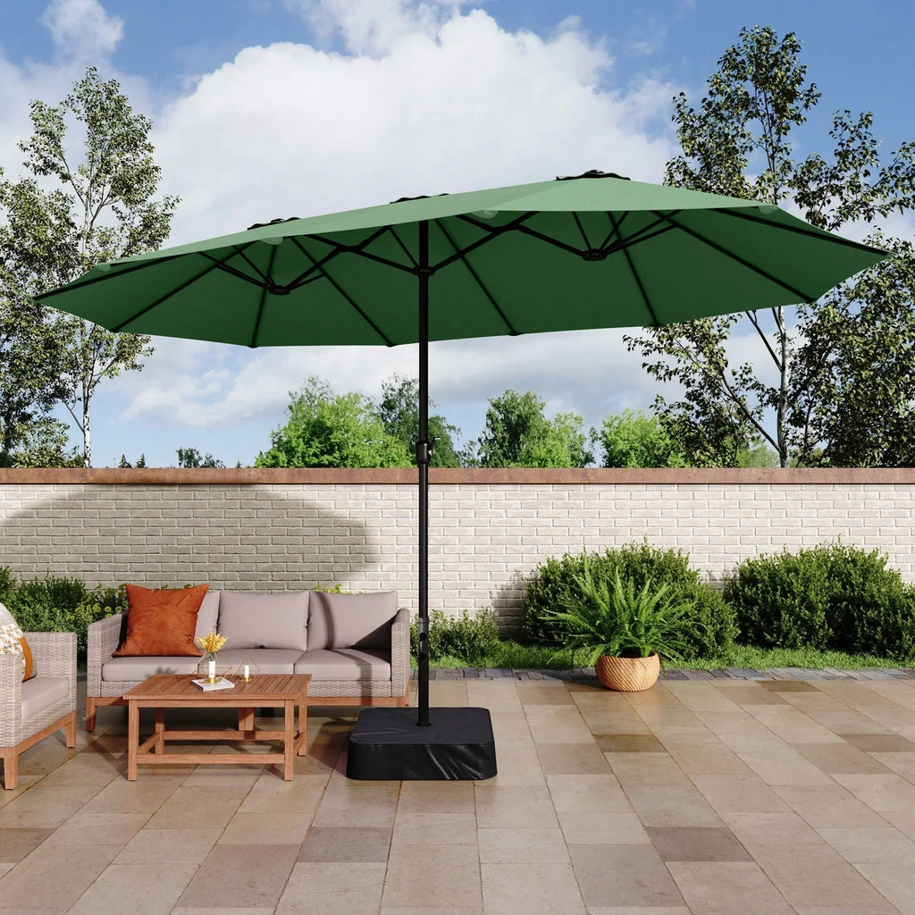 MAISON ARTS 15ft großer doppelseitiger Terrassenschirm mit zwei Schirmen, Standfuß inklusive