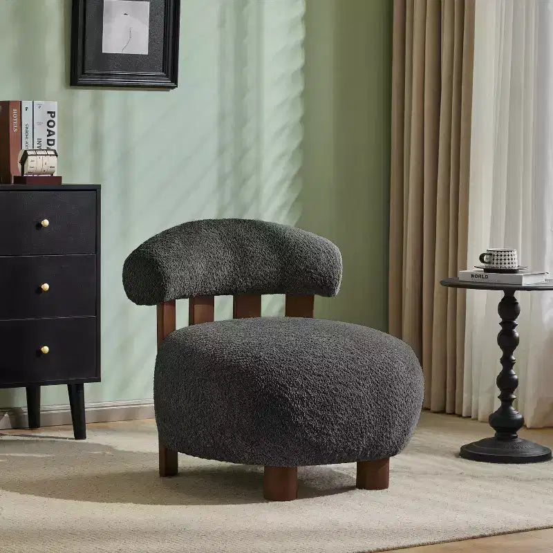 Christopher Knight Home Gareth Moderner Akzent-Slipperstuhl aus Holz mit Bouclé-Polsterung