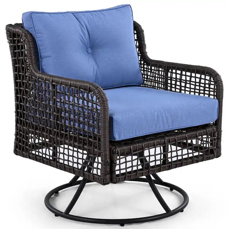 4-delige loungeset van rotan voor buiten met draaibare stoelen en salontafel