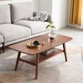 GDFStudio Wright moderne rechthoekige salontafel van massief eikenhout met opbergplank