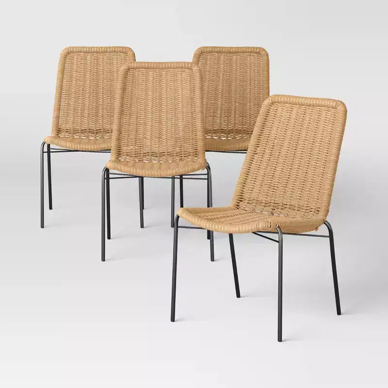 Set di 4 sedie da pranzo impilabili in vimini senza braccioli per patio, marroni - Threshold?