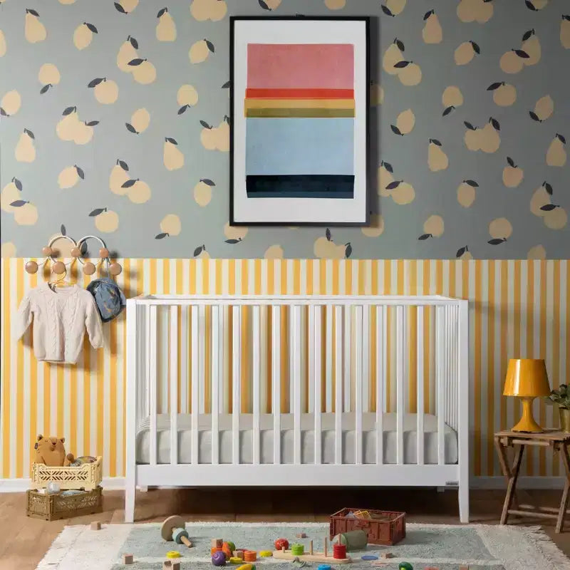 Lit de bébé convertible 3-en-1 en hêtre massif, certifié GREENGUARD Gold, fabriqué en Italie