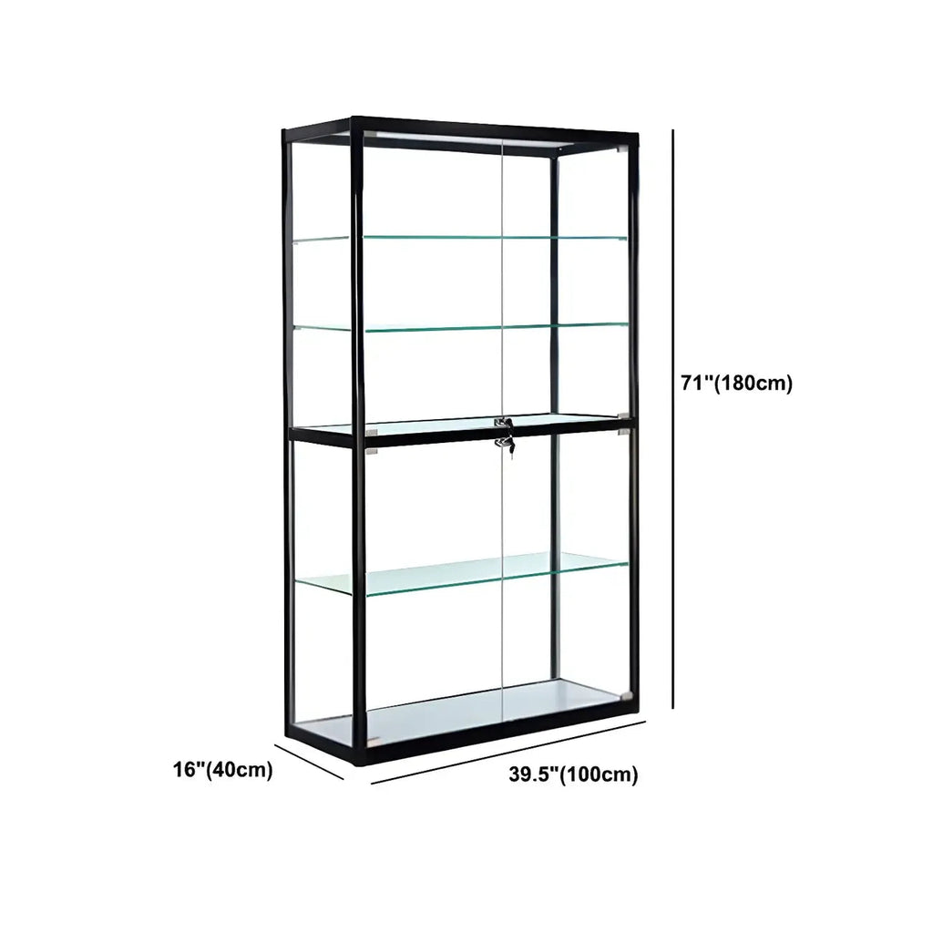 Moderner rechteckiger Vitrinenschrank aus schwarzem Glas