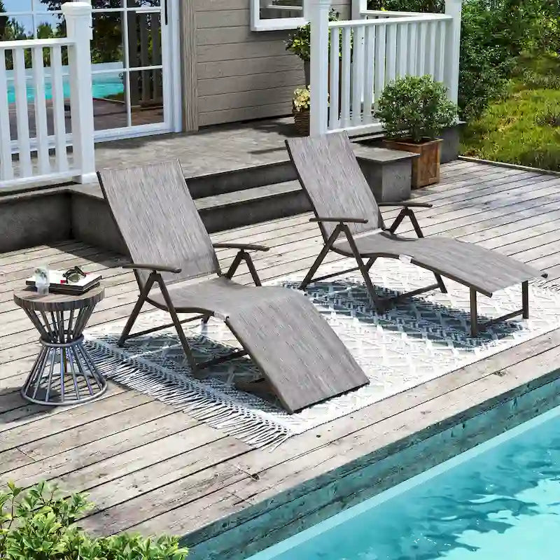 Pellebant 2er-Set verstellbare Gartenliegen aus Aluminium - N/A