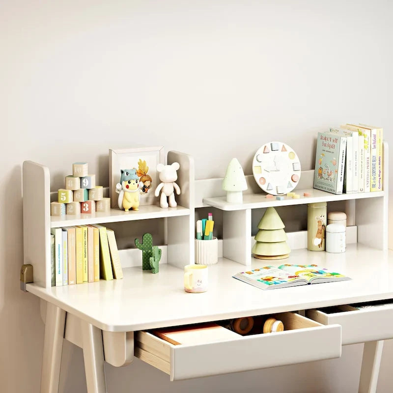 Bureau pour enfant, table en bois avec étagère à livres - N/A