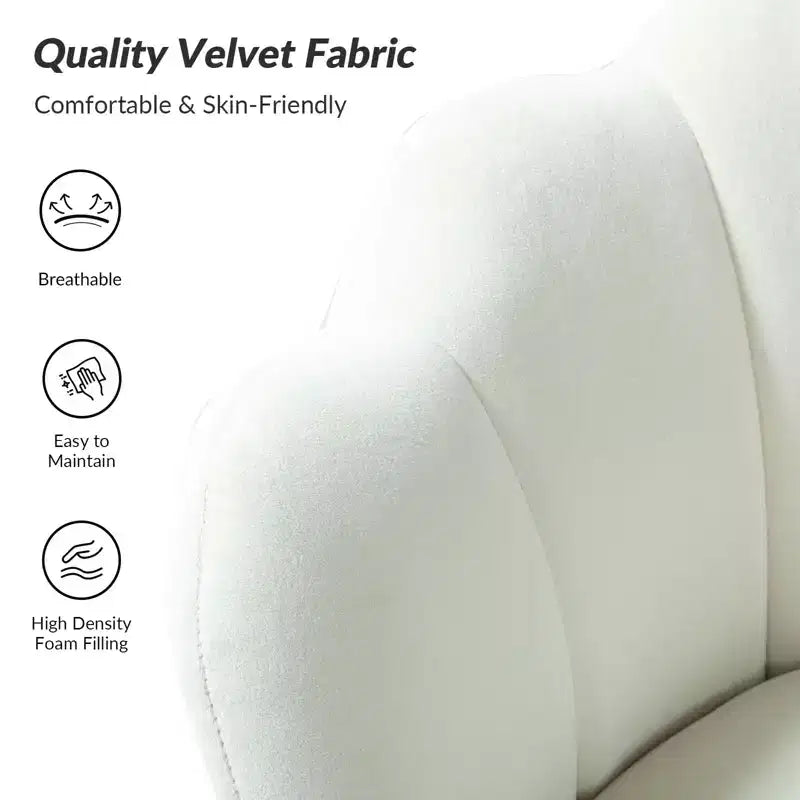 Comfy Barrel Chair with Golden Metal Legs, Living Room Accent Chair