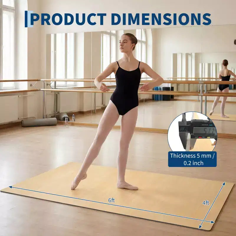 Draagbare dansvloermat van pvc van 4x6, 5 mm dik, antislip en krasbestendig, voor ballet, jazz, tapdans, yoga, pilates en oefeningen thuis