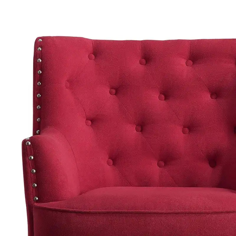 Poltrona decorativa Moser Bay Mignon in velluto/lino, larga 30, con schienale alto e bottoni