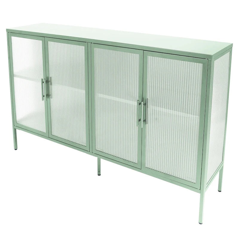 Metallschrank mit gehärteter Glasscheibe und verstellbarem Einlegeboden