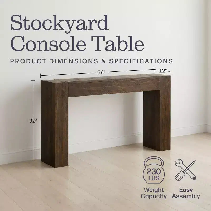 Tavolo consolle Stockyard in legno massello, 56 pollici