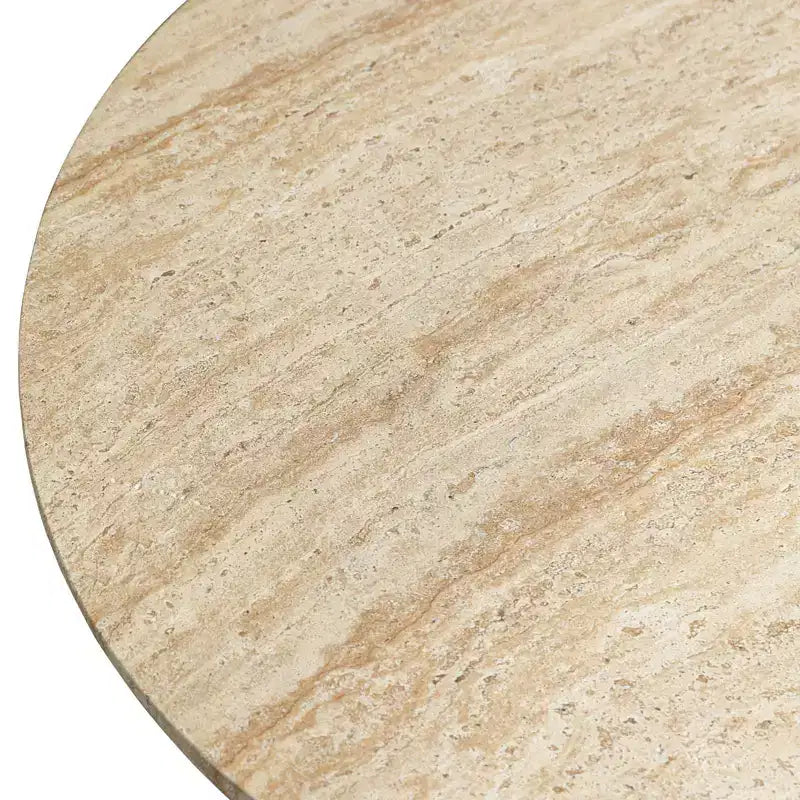 LeisureMod Lunexa runder Couchtisch, Akzenttisch mit Sockel aus Fiberstone für drinnen und draußen, skulpturales Design mit rutschfesten Fußgleitern