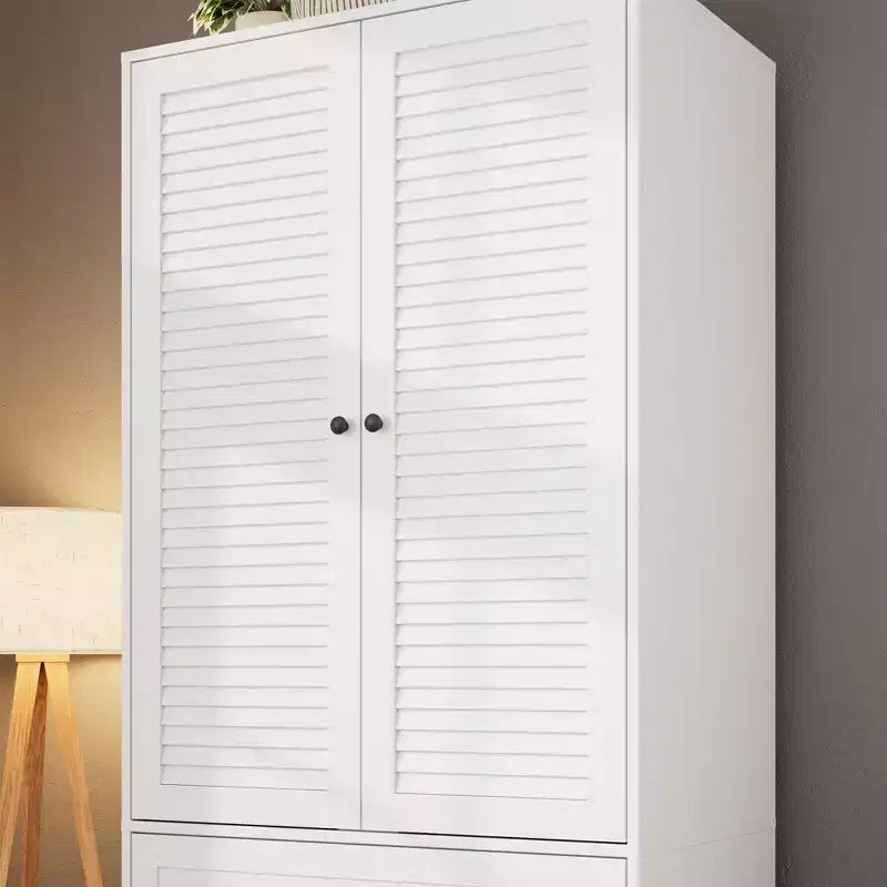 COZONY kledingkast met 3 laden en 2 deuren, moderne houten kast voor de slaapkamer, stevige witte kledingkast