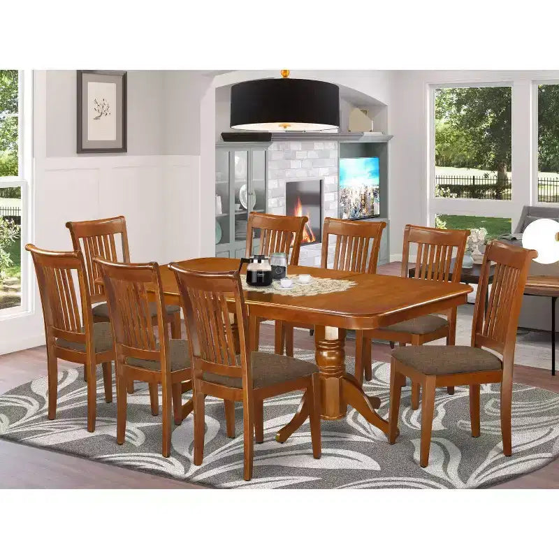 Esszimmer-Set mit handgefertigtem Tisch und Stühlen aus Massivholz sowie Einlegeplatte