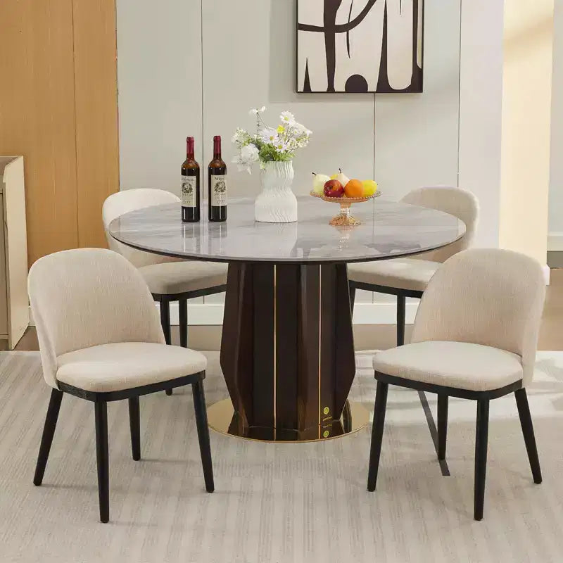 Esszimmerstuhl-Set, 4/6 Stück, gepolsterte Küchen- und Esszimmerstühle aus Leinenstoff im Landhausstil mit verstellbaren Füßen für Esszimmer und Wohnzimmer