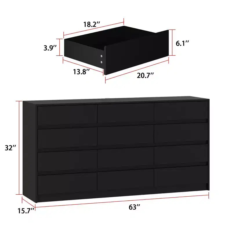 Famapy Modern 12-Drawers Dresser Sleek Chest of Drawers