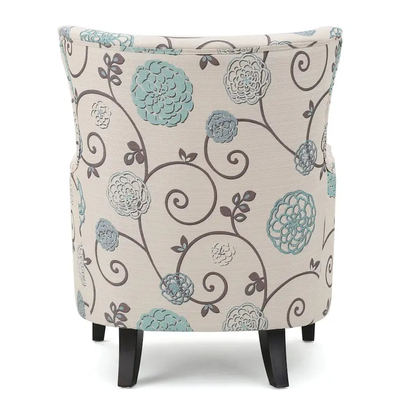 Moderne retro fauteuil met hoge rugleuning van 30.25 en houten poten voor de woonkamer