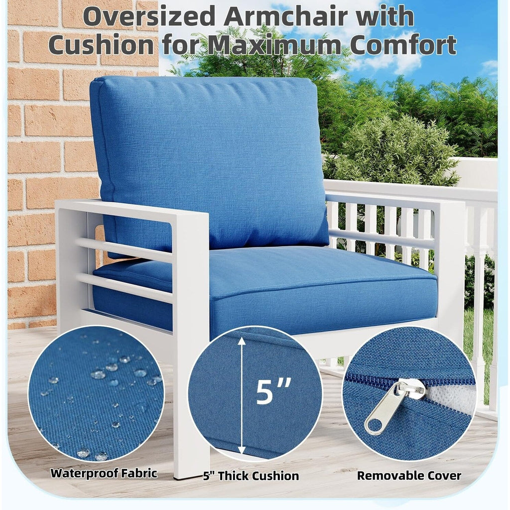 Ensemble de mobilier de jardin en aluminium AECOJOY de 7 pièces, salon de jardin