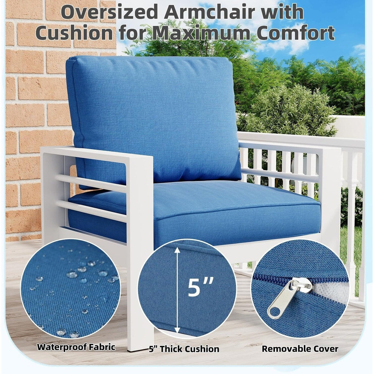 Ensemble de mobilier de jardin en aluminium AECOJOY de 7 pièces, salon de jardin