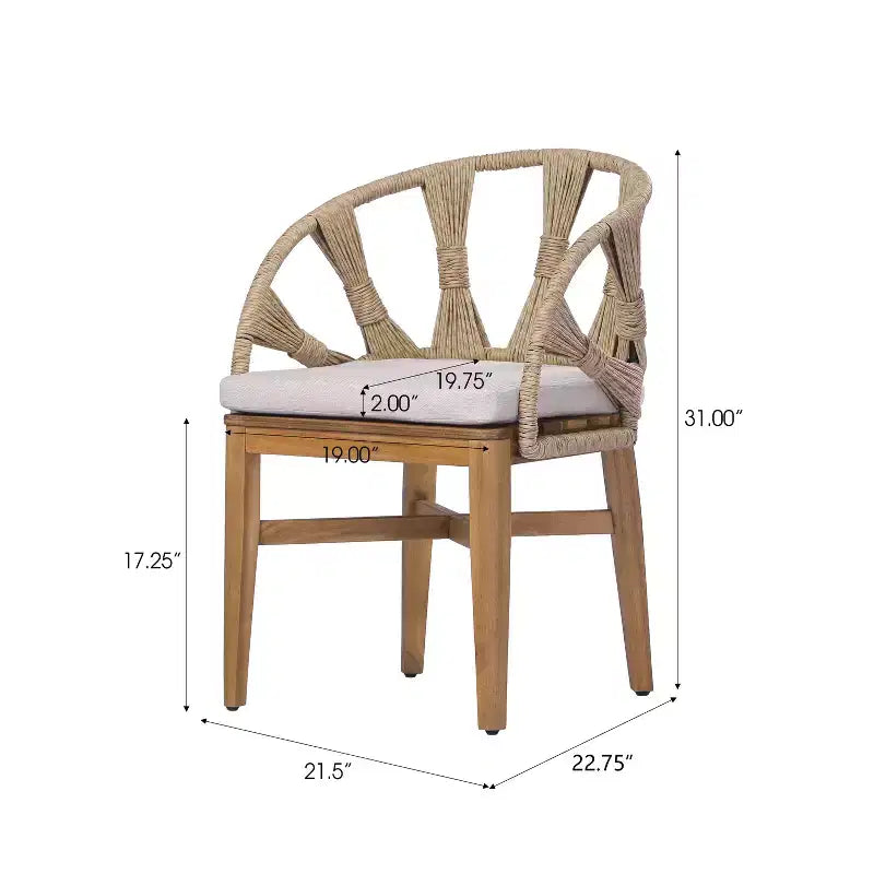 Christopher Knight Home Ferb 7-teiliges Boho-Essgruppe für draußen aus Akazienholz und Korbgeflecht mit Polstern