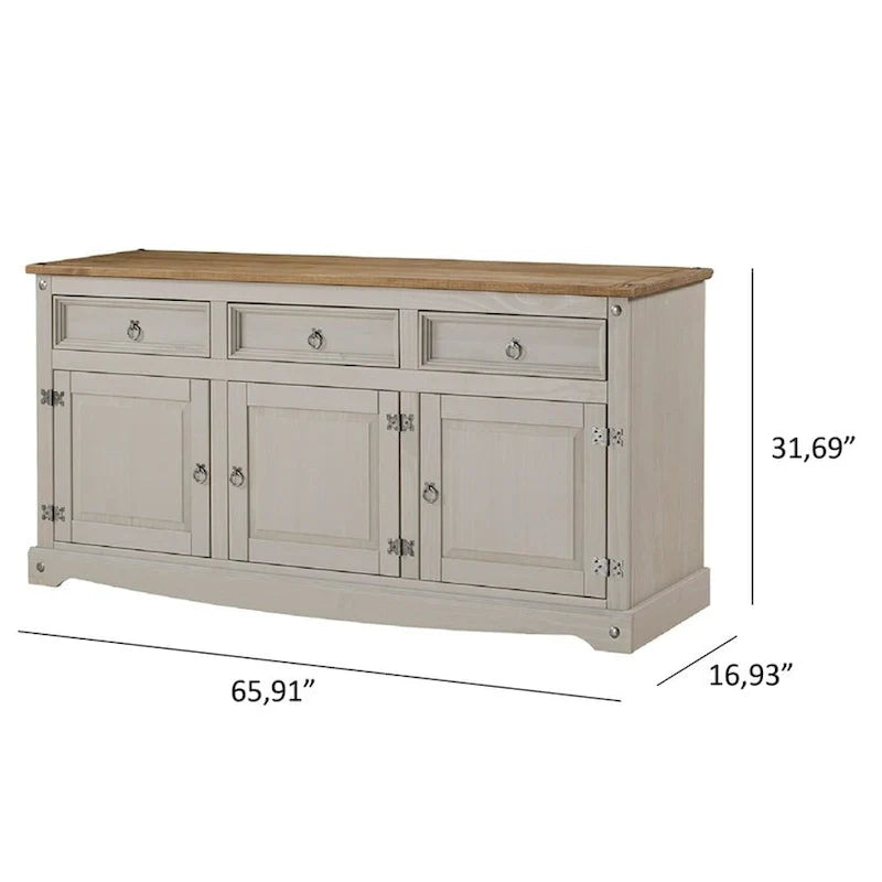 Credenza buffet in legno da 65, stile rustico - collezione Corona