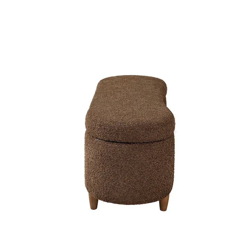 INK+IVY Bailey Stauraumbank in Taupe mit Bouclé-Bezug und Klappdeckel