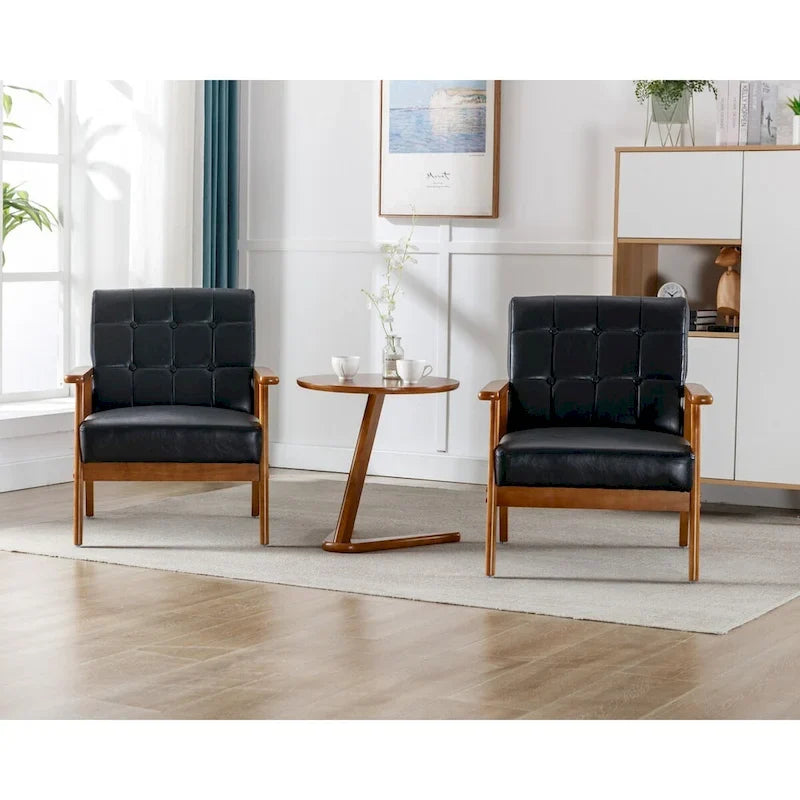 Set van 2 accentstoelen met bijzettafel, fauteuils voor woonkamer, slaapkamer of kantoor - 30.71H*25.39W *27.95D