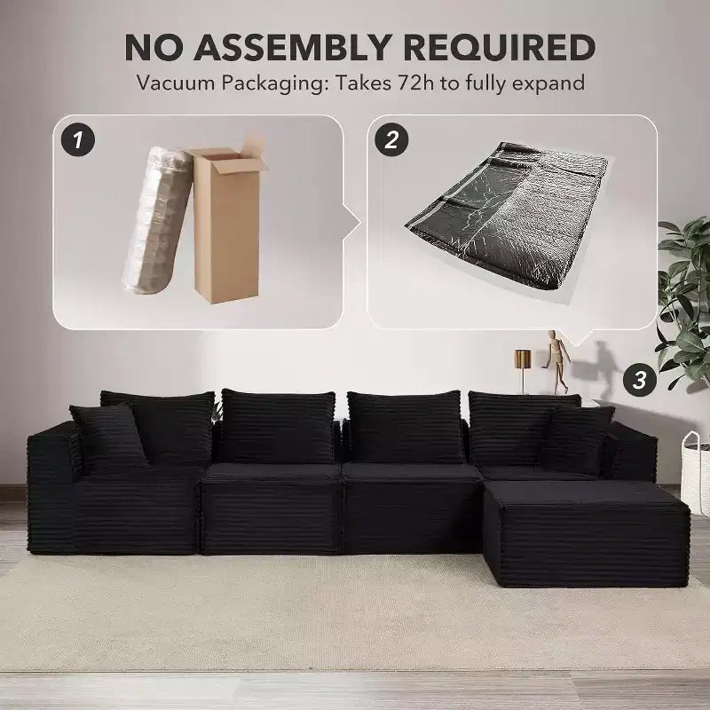 Canapé modulaire nuage de 107/ 137, canapé profond sans structure, canapé convertible confortable pour le sol avec poufs et mousse à mémoire de forme