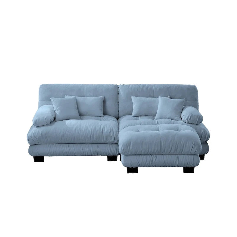 Ecksofa in L-Form, Chenille-Zweisitzer mit Lendenkissen