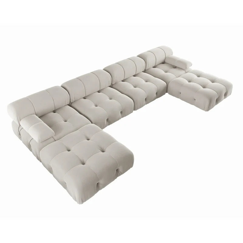 Canapé modulaire convertible de 138, canapé minimaliste en velours en U