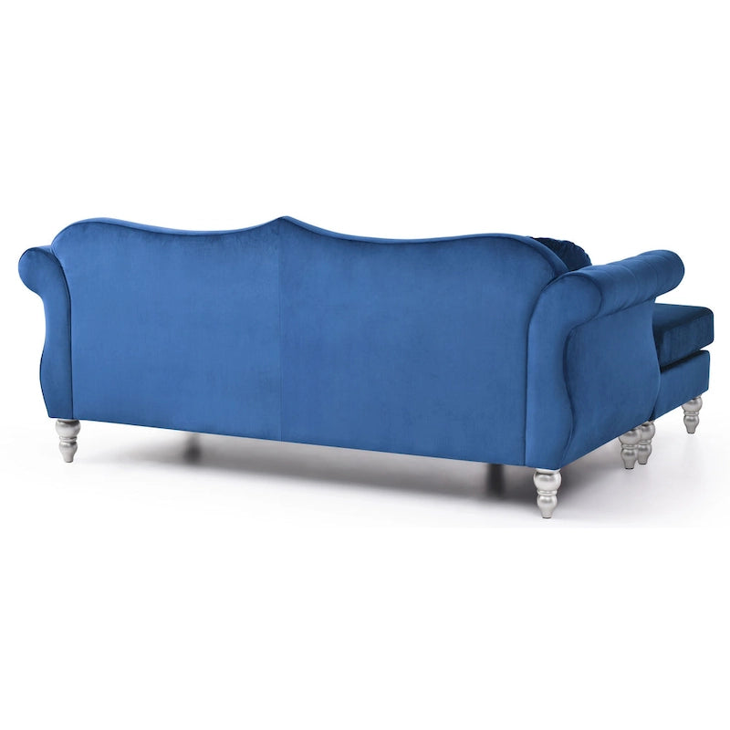 Hollywood-fluwelen bank met omkeerbare chaise longue