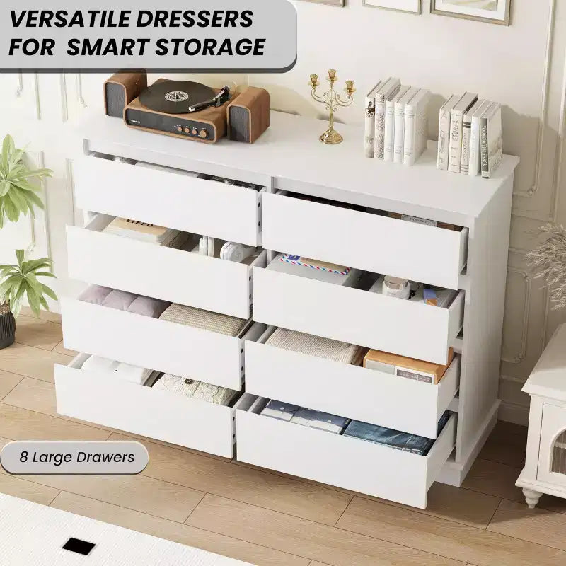 Moderne ladekast voor de slaapkamer met 8 lades, houten opbergmeubel voor de kledingkast, brede ladekast