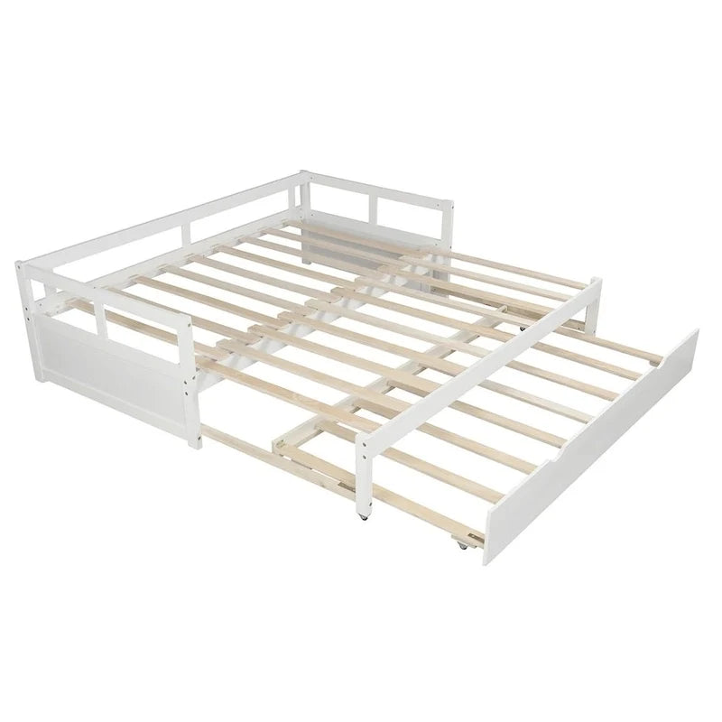 Ausziehbares Tagesbett mit Ausziehbett, Holztagesbett mit Ausziehbett