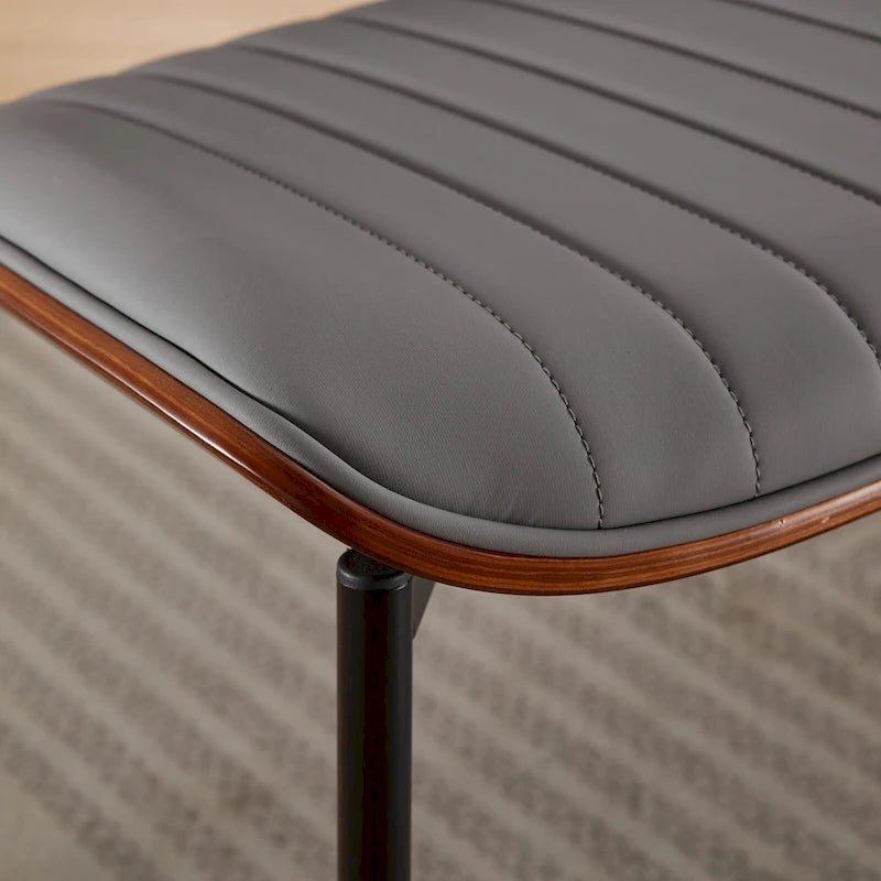 2PCS Faux Leather Chair with Metal Legs