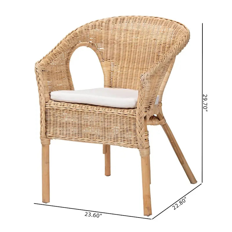 Sedia da pranzo Abbey in rattan naturale, stile boho moderno