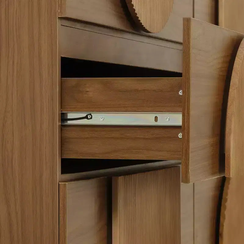 Moderne geometrische Kommode mit 6 Schubladen, breiter Stauraumschrank mit Halbkreismuster für Schlafzimmer und Wohnzimmer