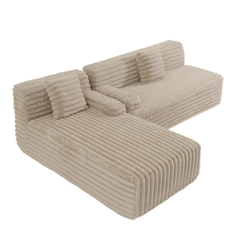 Cloud-Ecksofa, modernes Polstersofa mit 2 Zierkissen, frei kombinierbares Sofa, modulares Ecksofa in L-Form