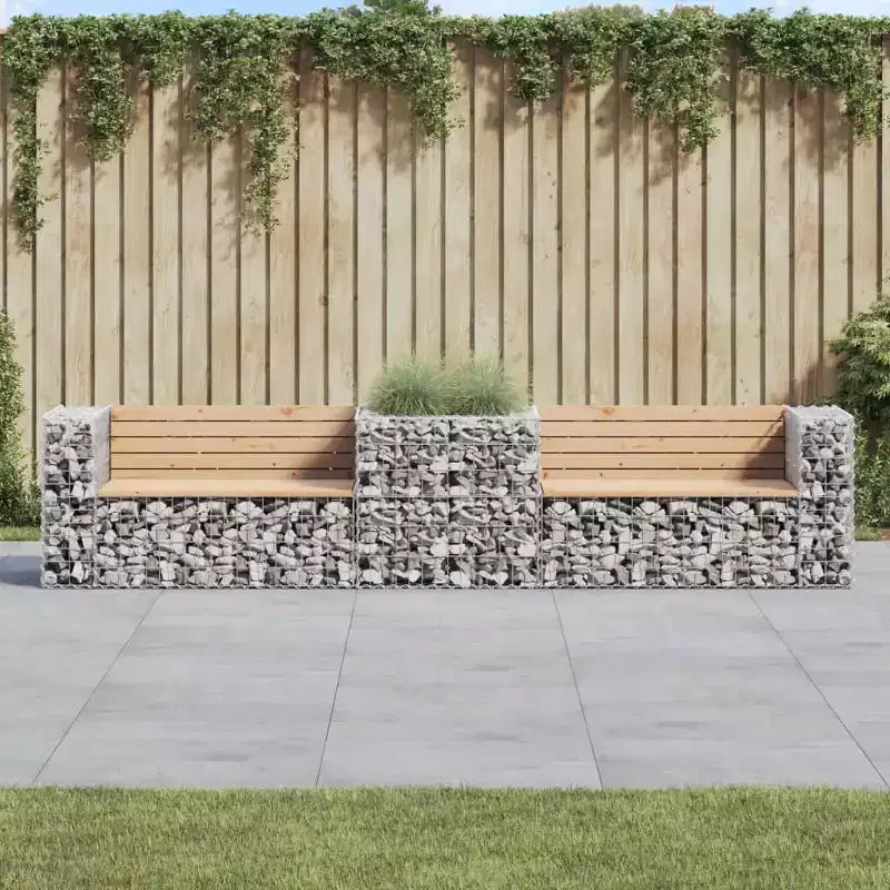 Tuinbank met schanskorfmand, naturel hout en zilver